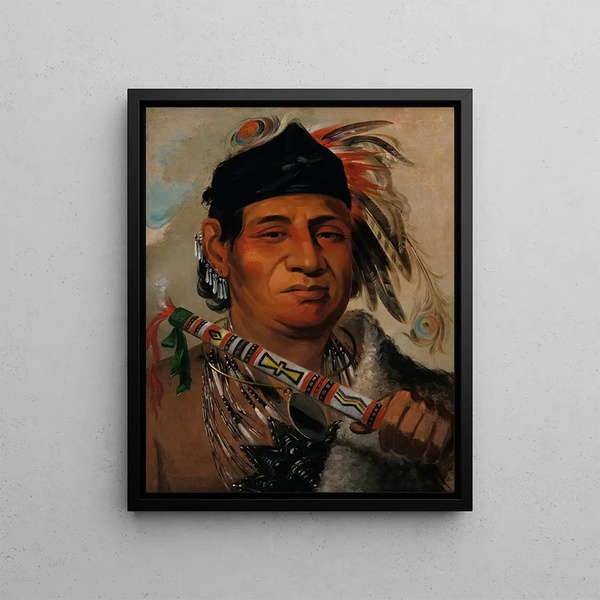 Mahkemee Teuv Grizzly Bear Chief of the tribe - George Catlin — framed artwork on a wall