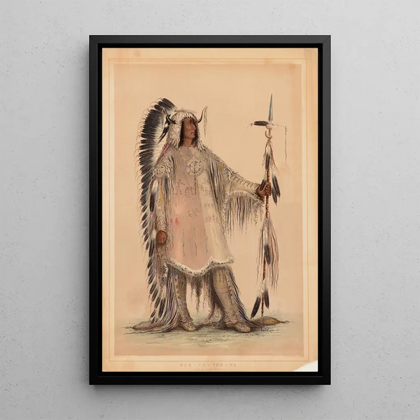 Mah-To-Toh-Pa, the Mandan chief - George Catlin — framed artwork on a wall