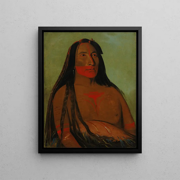 The Second Chief of the Four Bears of Mh-to-th-pa by George Catlin — framed artwork on a wall