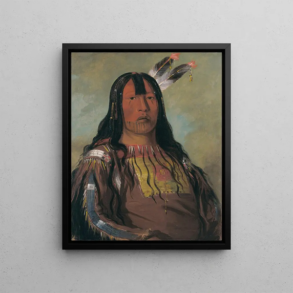 Mix-ke-mte-skin-na Iron Horn un guerrier - George Catlin — framed artwork on a wall