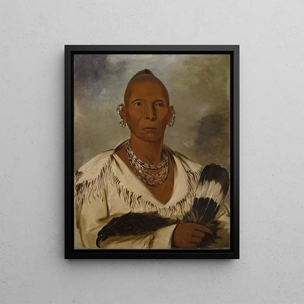 Mk-a-tah-mish-o-khaik Black Hawk, leader of the bag - George Catlin — framed artwork on a wall