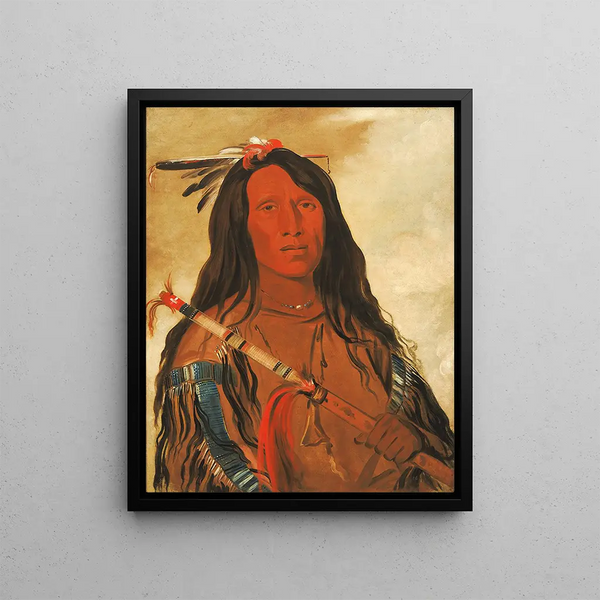 Nhee-ee-wo-tis Loup sur la colline Chef de la tribu - George Catlin — framed artwork on a wall