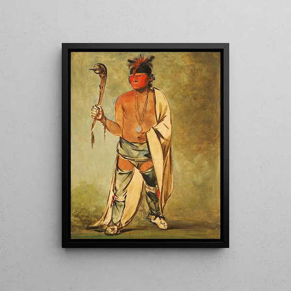 Naugh-high-hee-kaw Celui qui humidifie le bois - George Catlin — framed artwork on a wall