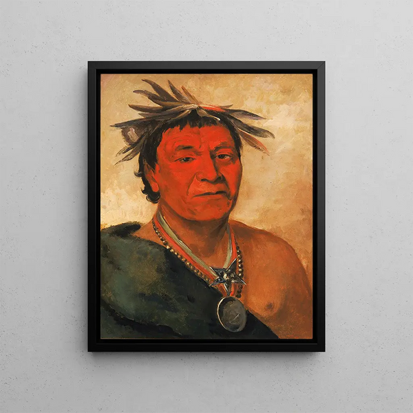 O-ho-ph-sha Small Whoop, a distinguished warrior - George Catlin — framed artwork on a wall