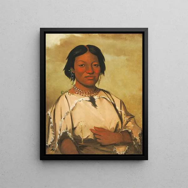 O-je-en-he A woman living in a bear's den - George Catlin — framed artwork on a wall