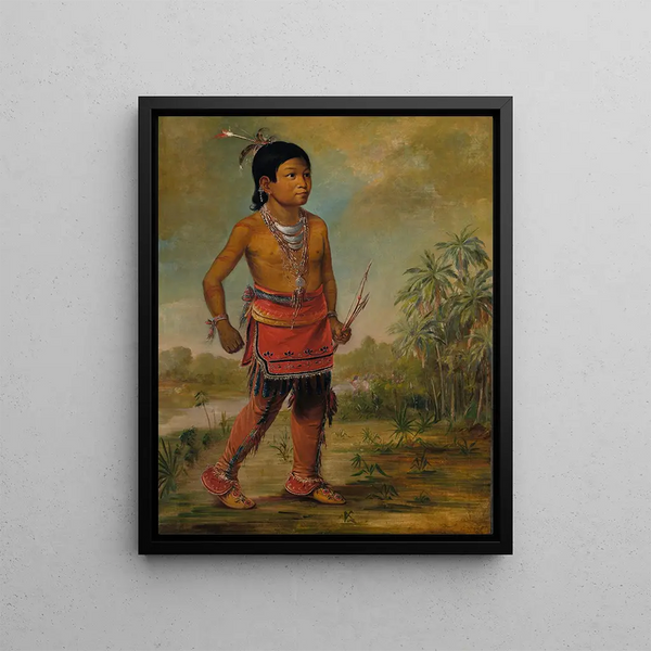 Osceola Nick-a-no-chee un garçon - George Catlin — framed artwork on a wall