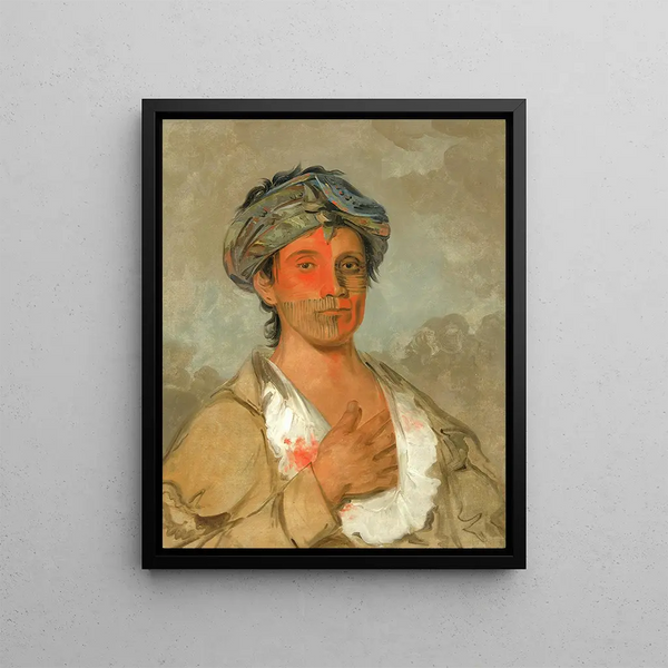 Pahtecosaw Hetero semi-civilized man - George Catlin — framed artwork on a wall