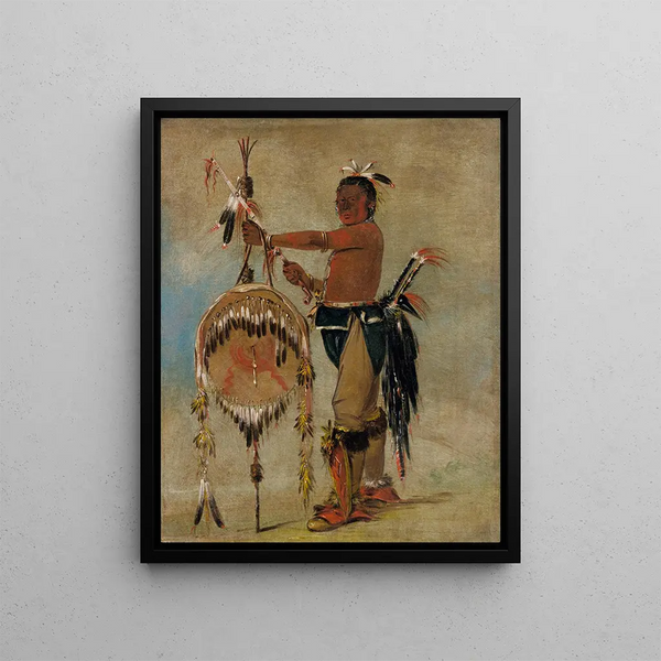 Pash-ee-pa-h Little Chef stabbing an Elderly Sauk Chief - George Catlin — framed artwork on a wall