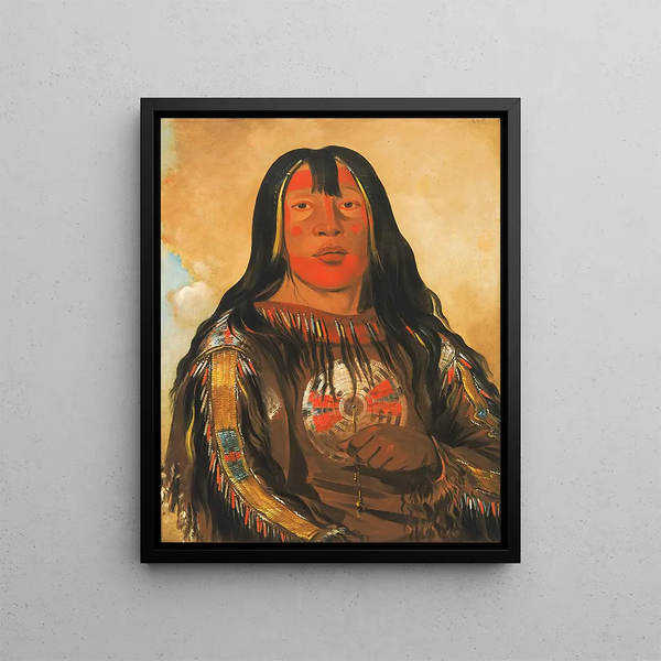 Peh-Tä-Pe-Kiss Eagles faces a Piegan chief - George Catlin — framed artwork on a wall