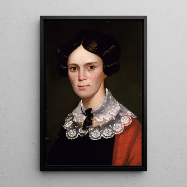 Portrait of a Woman - George Catlin — framed artwork on a wall