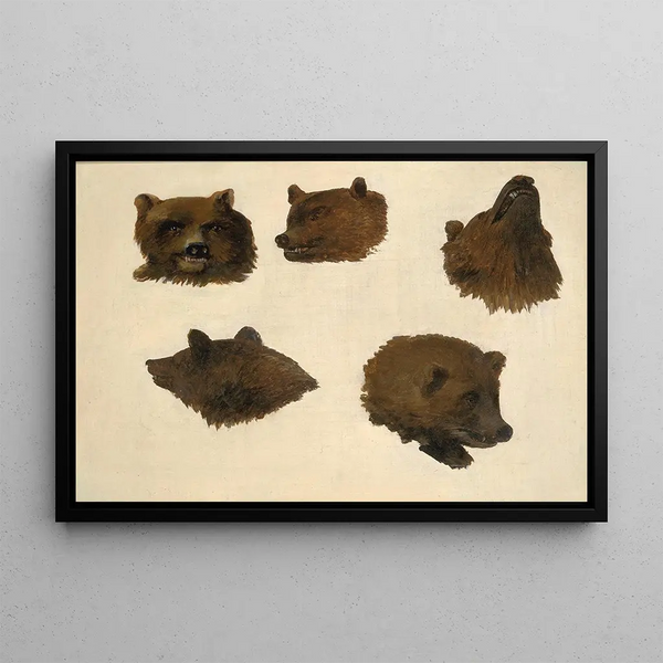 Portrait of Two Grizzly Bears from Nature - George Catlin — framed artwork on a wall