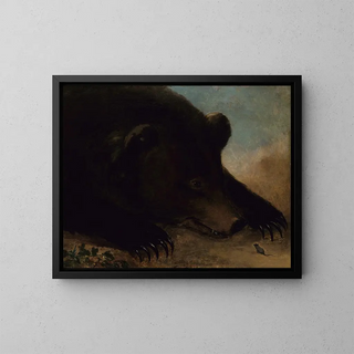 Portraits of a Grizzly Bear and a Mouse at Life Size - George Catlin — framed artwork on a wall