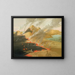 Burn of the Prairie Cliffs - George Catlin — framed artwork on a wall