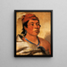 Round Island Painting, a warrior - George Catlin — framed artwork on a wall