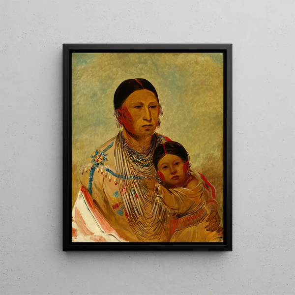 Ru-Ton-Ye-Wee-Ma, the pigeon woman of White Cloud - George Catlin — framed artwork on a wall