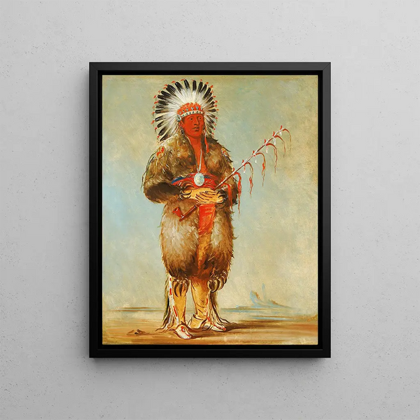 Rw-No-Way-Wh-Krah Loose Pipestem un Brave - George Catlin — framed artwork on a wall