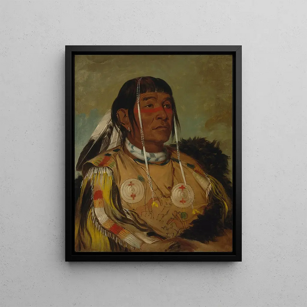 Shacpay, the Six Chief of the Plains Ojibwe (Case conflict) - George Catlin — framed artwork on a wall