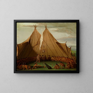 Sioux Dog Feast - George Catlin — framed artwork on a wall