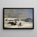 Sioux Indians on snowshoes hunting bison - George Catlin — framed artwork on a wall