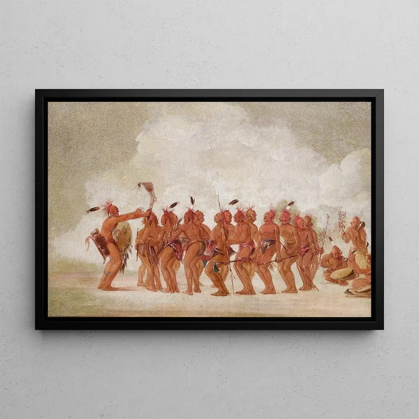 Danse des esclaves Sac et Fox - George Catlin — framed artwork on a wall