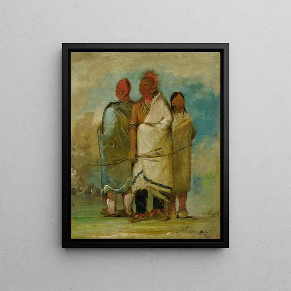 Three Indians Foxes - George Catlin — framed artwork on a wall