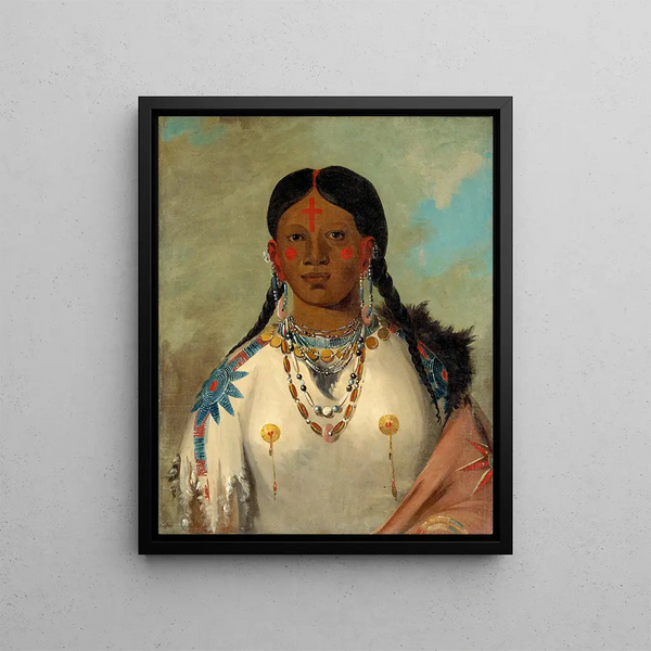TsSeWoNaTs The one who washes her knees, wife of the chief - George Catlin — framed artwork on a wall