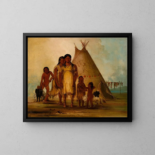 Two Comanche Girls - George Catlin — framed artwork on a wall