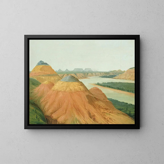 View in the Great Bend of the Upper Missouri - George Catlin — framed artwork on a wall