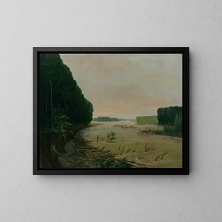View of the alluvial banks of the Missouri 600 miles upstream of St. Louis - George Catlin — framed artwork on a wall
