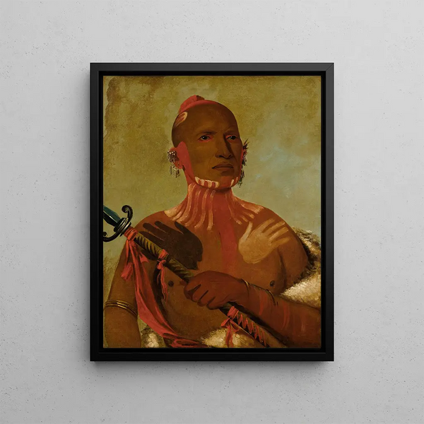 Les esturgeons WeSheet dirigent un guerrier renard - George Catlin — framed artwork on a wall