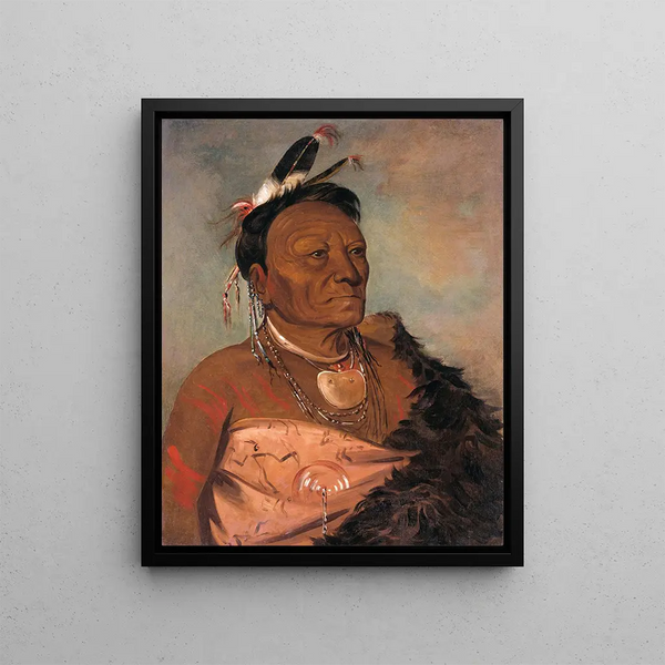 WeeTRaShRo Chef de la tribu - George Catlin — framed artwork on a wall