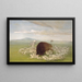 White Wolves attacking a Bison Bull - George Catlin — framed artwork on a wall