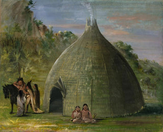 Lodge de Wichita couvert de prairie - George Catlin — artwork view