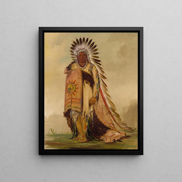 WnEeTon Chief of the Tribe - George Catlin — framed artwork on a wall
