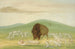 Buffle blessé entouré de loups blancs - George Catlin — artwork view