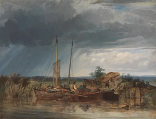 Two fishing boats on the banks of inland waters - George Chambers — artwork view