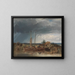 Two fishing boats on the banks of inland waters - George Chambers — framed artwork on a wall