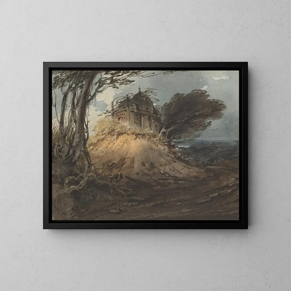 Indian Temple Painting - George Chinnery — framed artwork on a wall