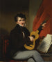 Portrait of a man playing guitar - George Chinnery — artwork view