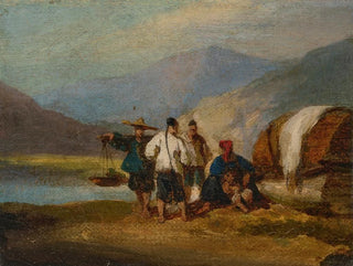 Bateaux Tanka et un vendeur sur la côte de Macao - George Chinnery — artwork view