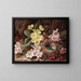 Still life with apple blossom flowers, primroses, and a bird's nest - George Clare — framed artwork on a wall