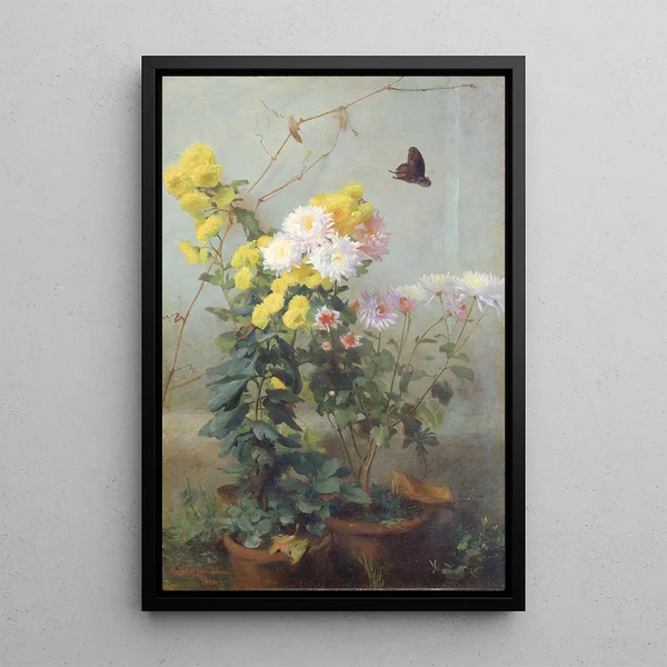 Autumn Sun Painting - George Cochran Lambdin — framed artwork on a wall