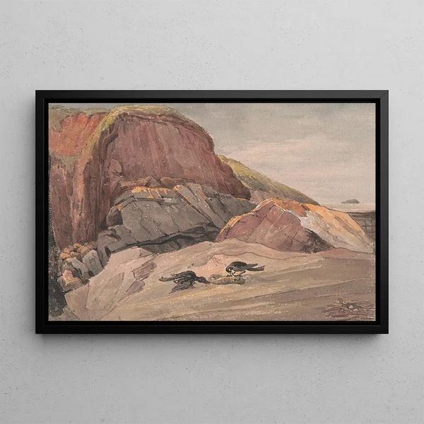 near Weston-Super-Mare with Steep Holme Island - George Cumberland — framed artwork on a wall