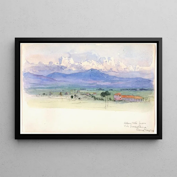 Monts Albains depuis la Via Tuscolana Rome - George Elbert Burr — framed artwork on a wall