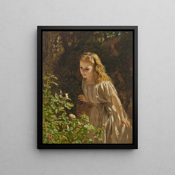 The Butterfly - George Elgar Hicks — framed artwork on a wall