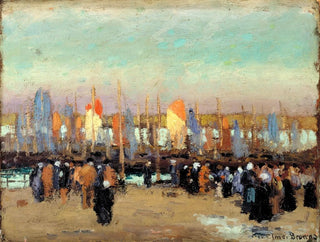 Scene of port with fishing boats - George Elmer Browne — artwork view