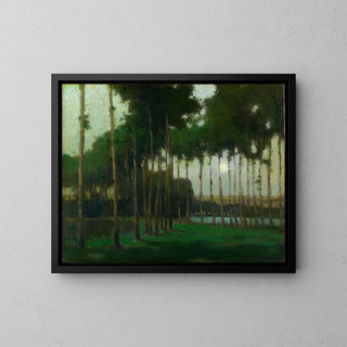 Landscape painting by moonlight - George Elmer Browne — framed artwork on a wall