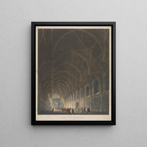 Interior view painting of Westminster Hall - George Hawkins — framed artwork on a wall