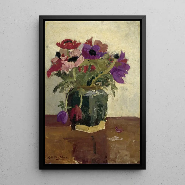 Pot de gingembre avec anémones - George Hendrik Breitner — framed artwork on a wall