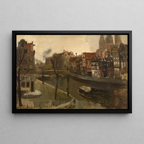 Prinsengracht in Amsterdam - George Hendrik Breitner — framed artwork on a wall